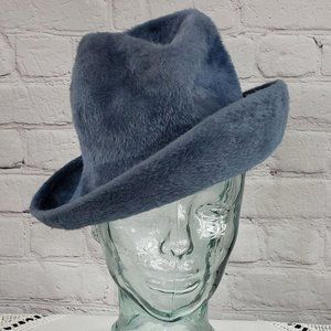 VTG 1950s Fuzzy Felt Fedora – Grey-Blue